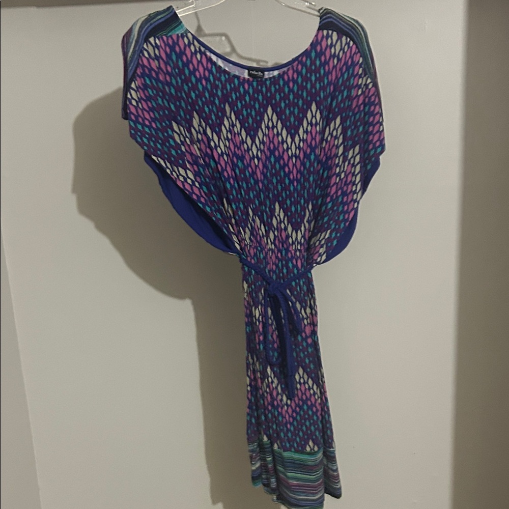 Rafaella Blue Purple Patterned Asymmetrical Dress